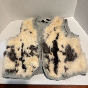 Stylish Kids Fur Vest - Cream and Black